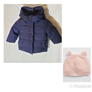 🌿 Baby Gap navy blue down puffer coat baby girl